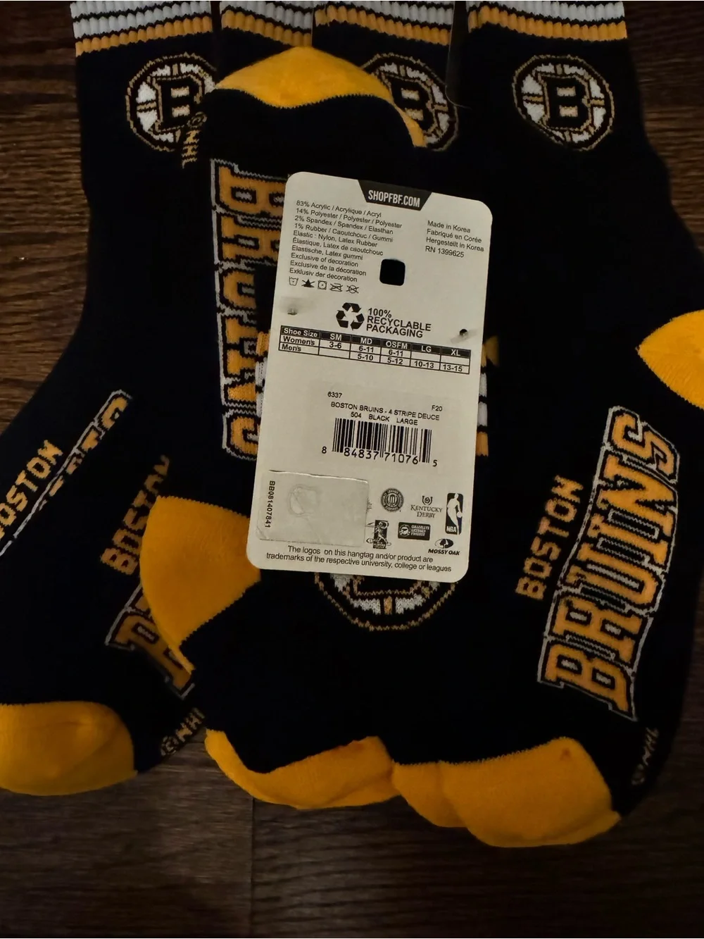 NHL Boston Bruins Crew Socks - 5-Pack